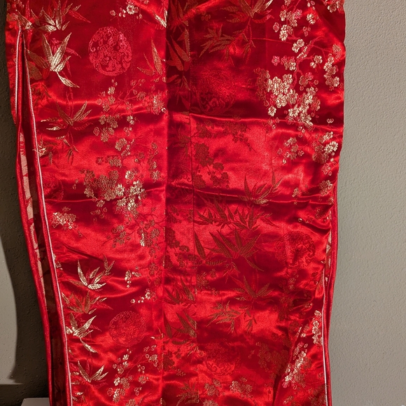 Red Embellished Maxi Dress with Mock Neck - Picture 11 of 16